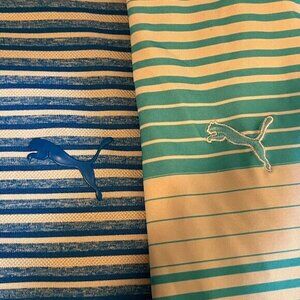 Puma Men's lot of 2 blue and white striped golf polo shirt XL EUC